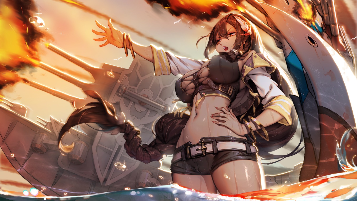 azur_lane gun han-0v0 south_dakota_(azur_lane) wet