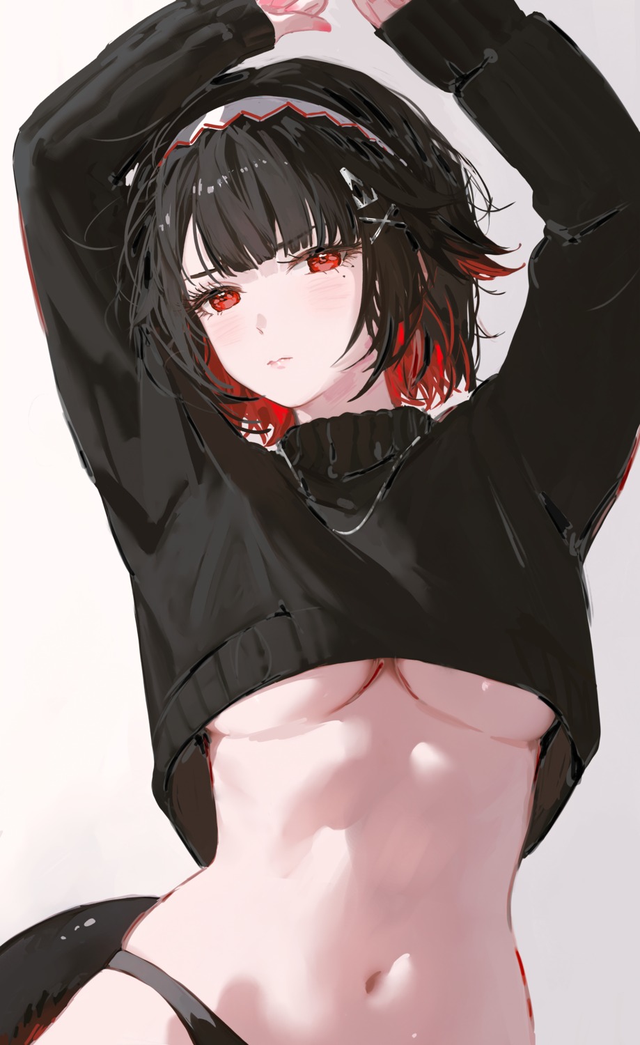 ellen_joe nixeu no_bra pantsu shirt_lift sweater tail underboob zenless_zone_zero