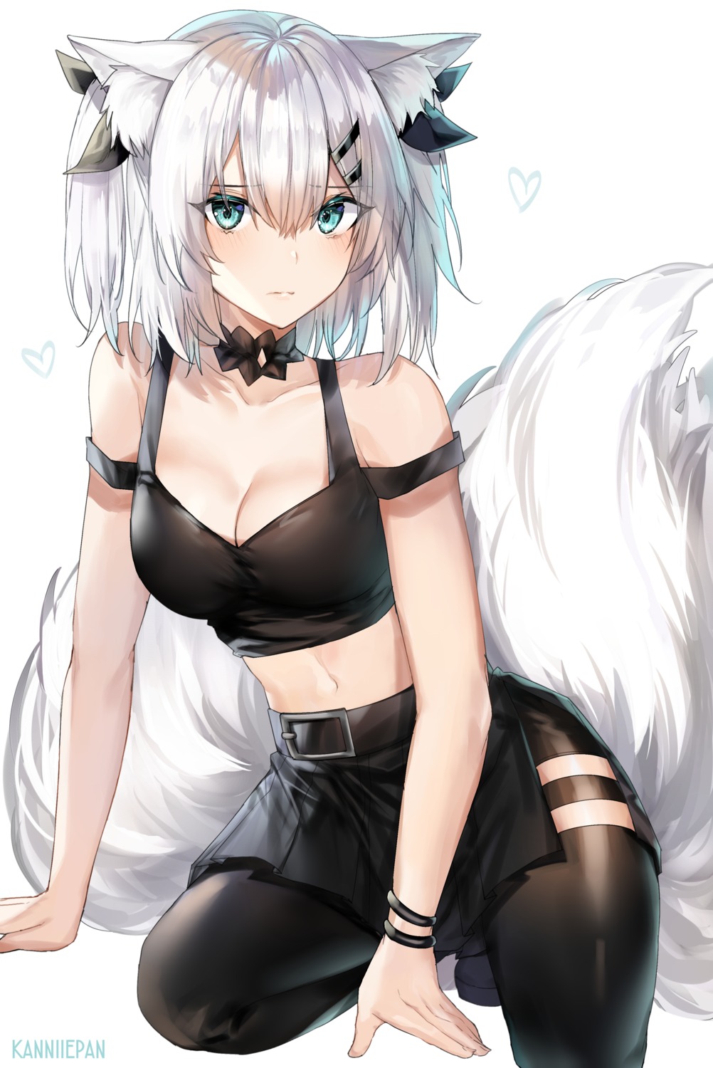 animal_ears ars_almal cleavage garter kanniiepan kitsune nijisanji tail thighhighs