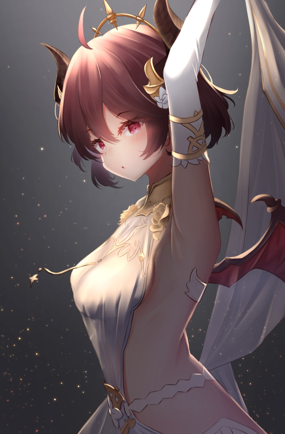 basil_yuzune dress granblue_fantasy grea horns manaria_friends no_bra pointy_ears shingeki_no_bahamut wings