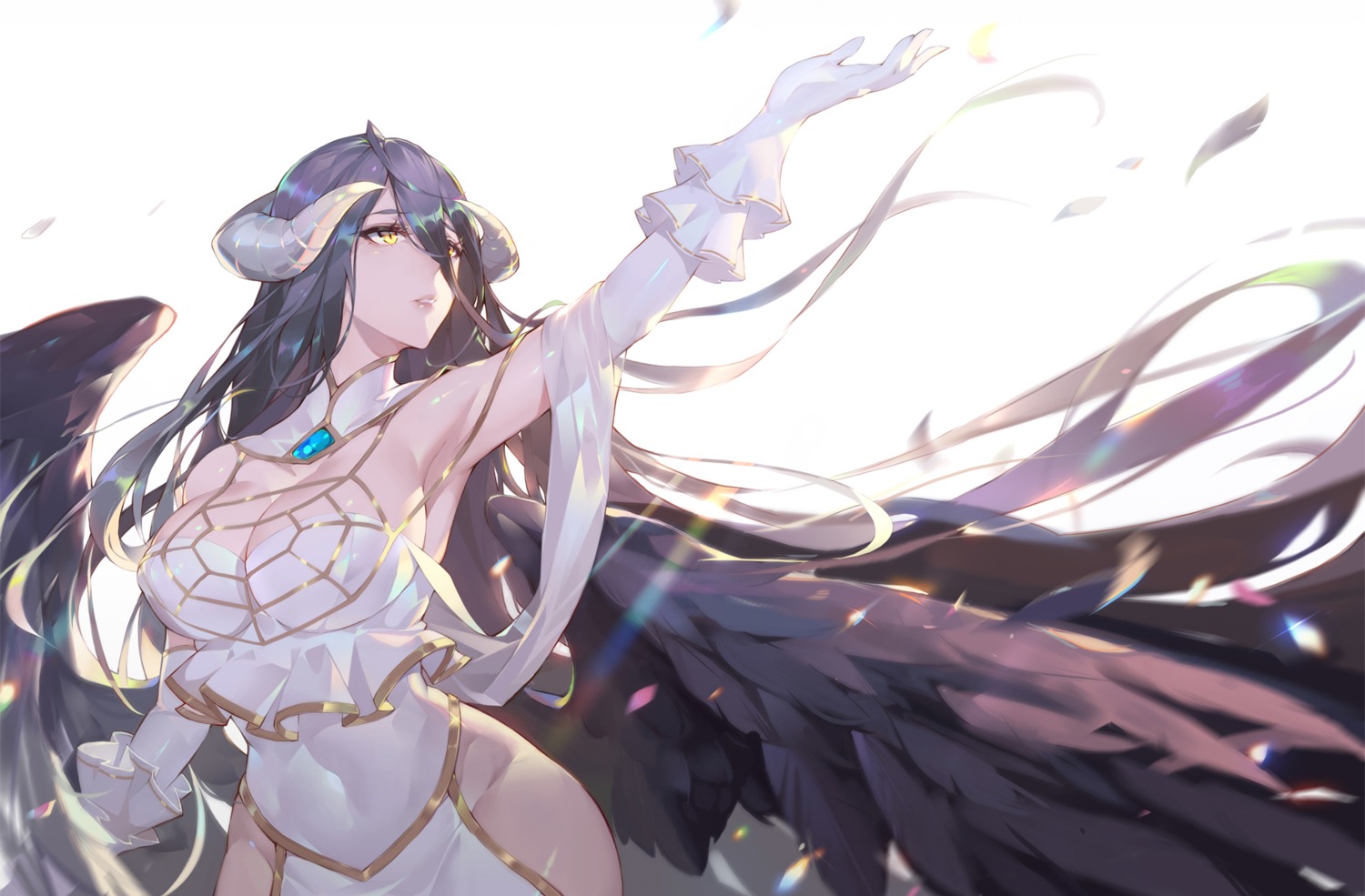 albedo_(overlord) calder cleavage horns overlord wings