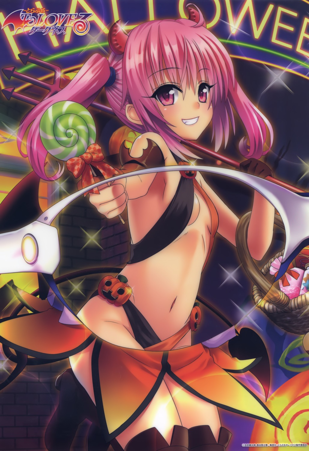 bikini cleavage halloween horns nana_asta_deviluke swimsuits tail thighhighs to_love_ru to_love_ru_darkness wings yabuki_kentarou