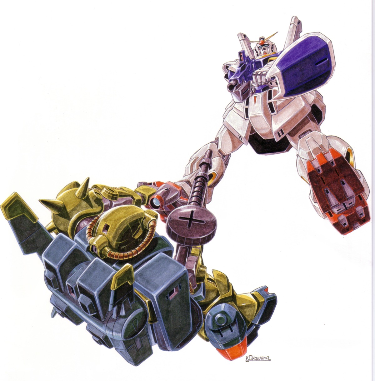 gundam gundam_mark_ii hi_zack mecha okawara_kunio zeta_gundam