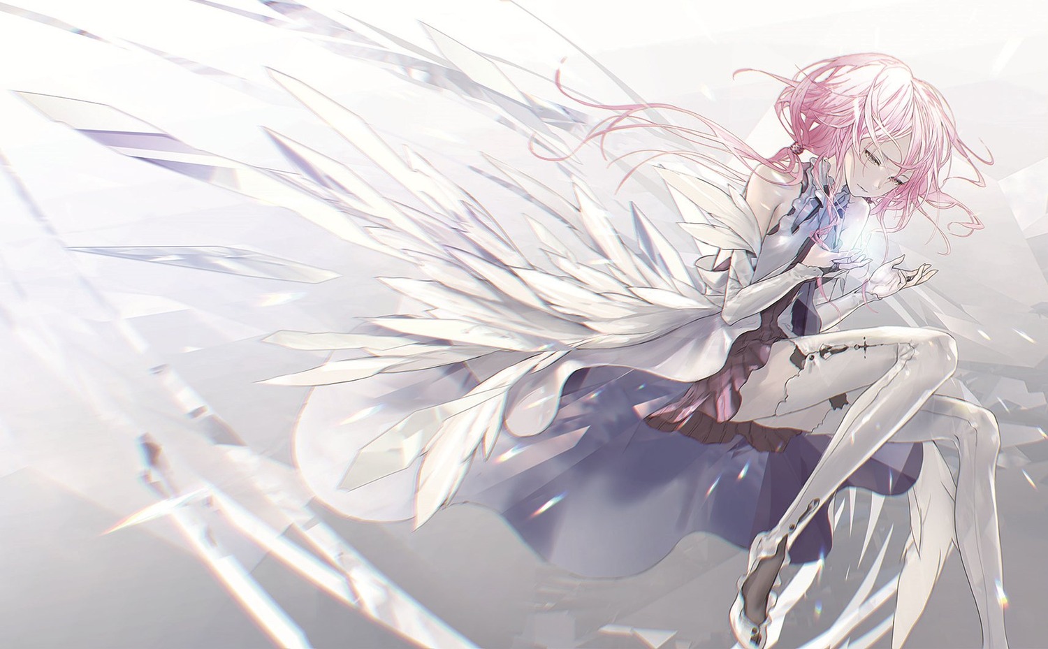 anime, thigh, highs, Guilty Crown, pink hair, anime girls