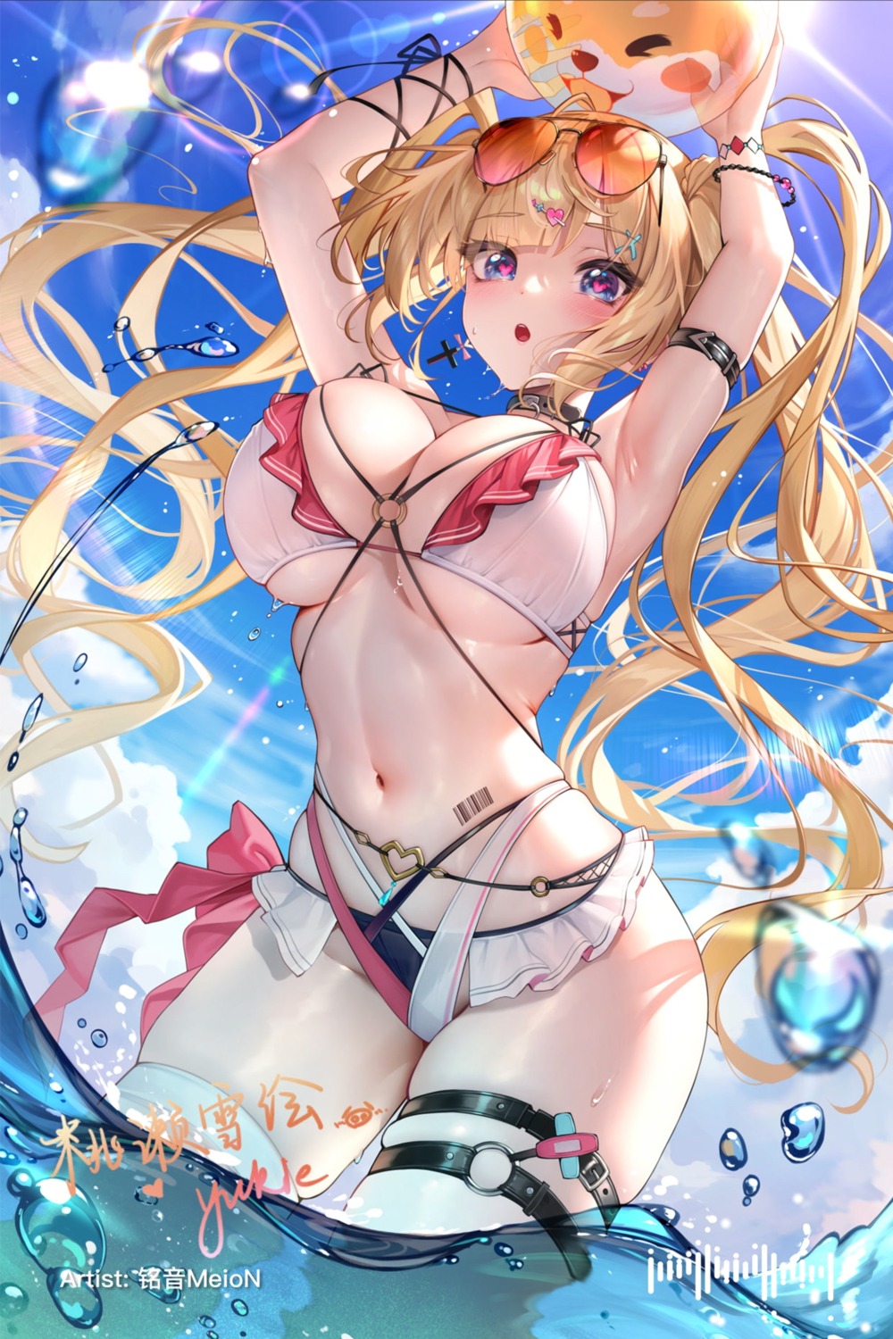 bikini garter megane meion momose_yukie swimsuits tattoo thighhighs thong virtuareal wet