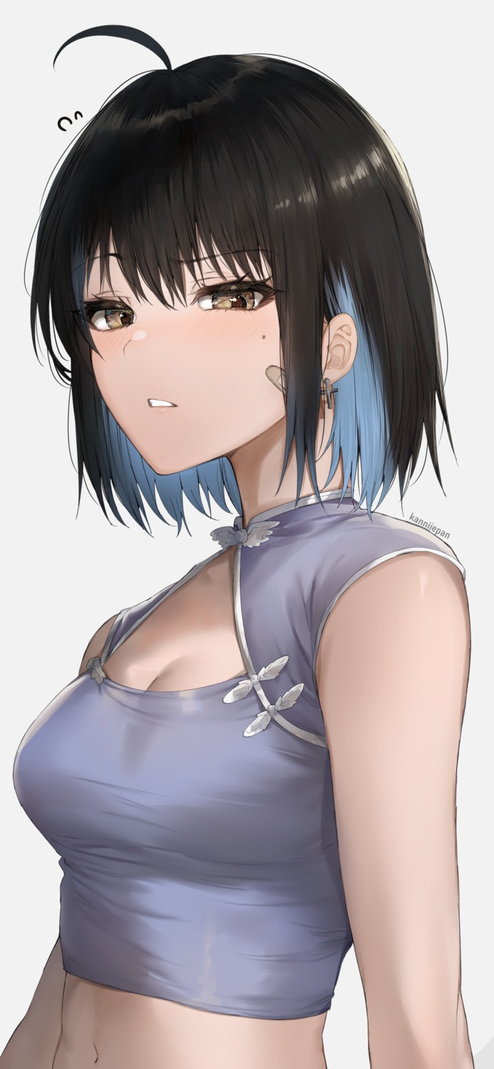 asian_clothes bandaid cleavage irene_(kanniiepan) kanniiepan