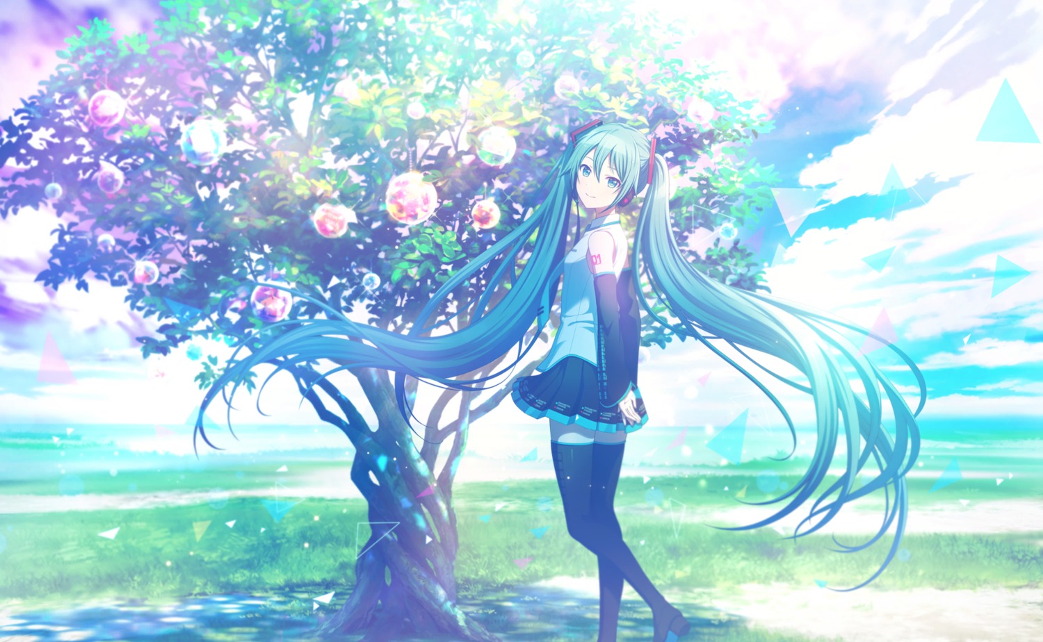 hatsune_miku headphones heels project_sekai tagme tattoo thighhighs vocaloid