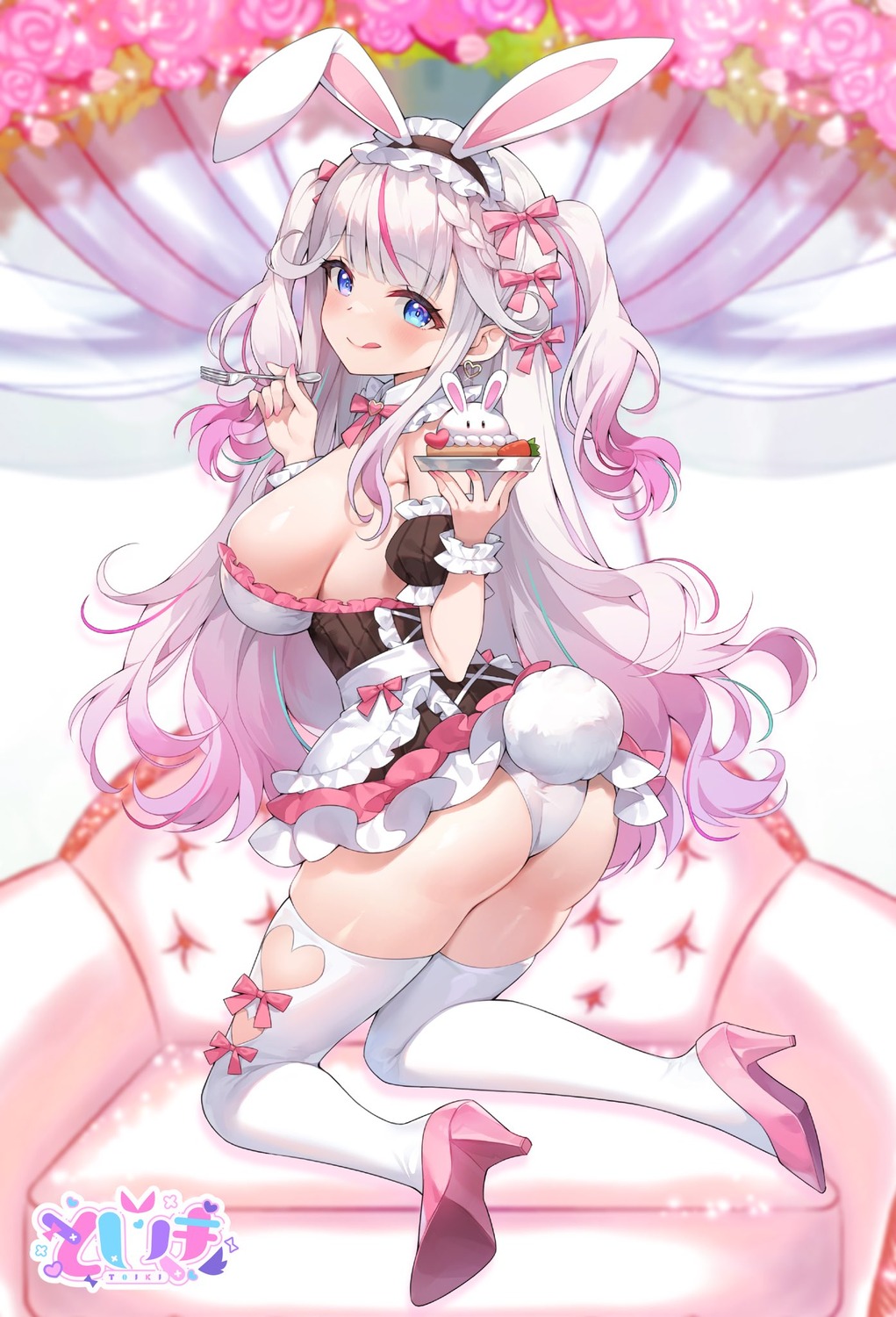 animal_ears ass ayamy bunny_ears bunny_girl heels maid no_bra skirt_lift tail thighhighs thong toiki_ch. yasou_toiki