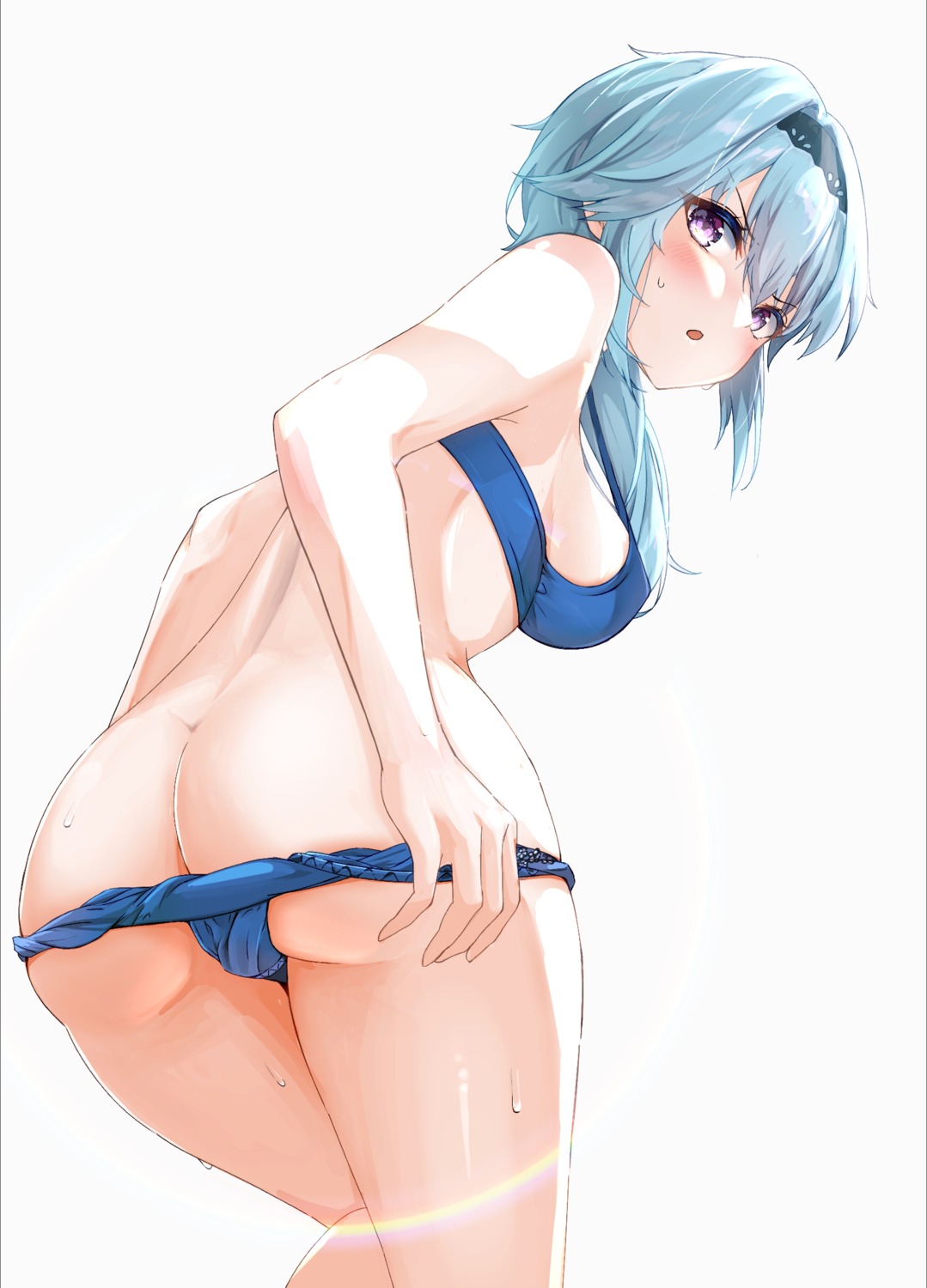 ass bra eula genshin_impact o_aries346 pantsu panty_pull undressing