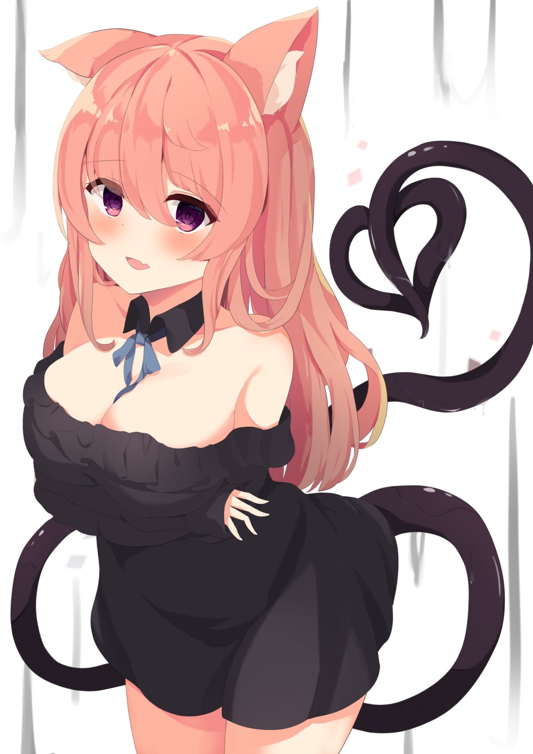 animal_ears breast_hold dress mizu_(lzzrwi603) no_bra sweater tail