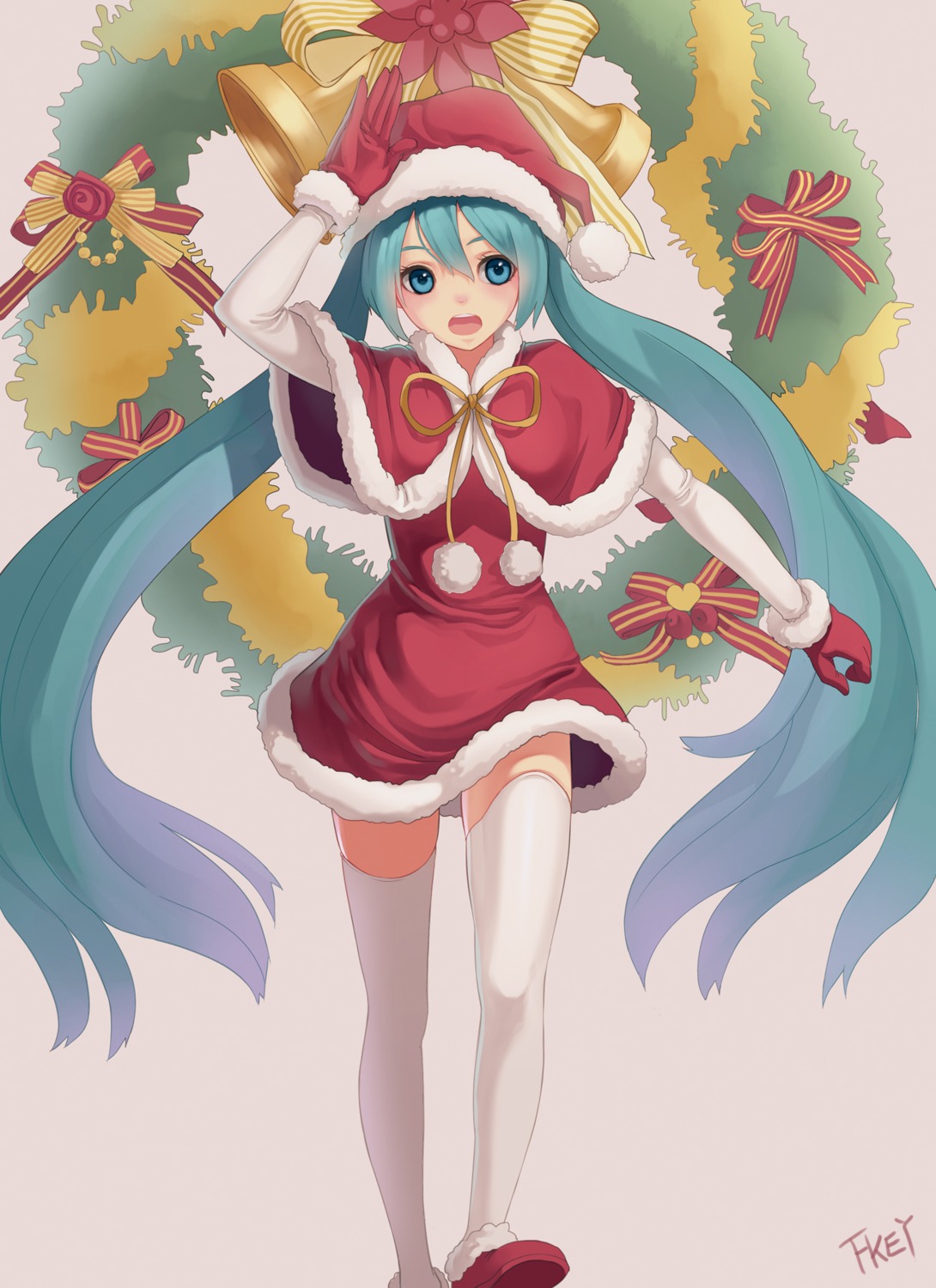 christmas hatsune_miku thighhighs vocaloid zengxianxin