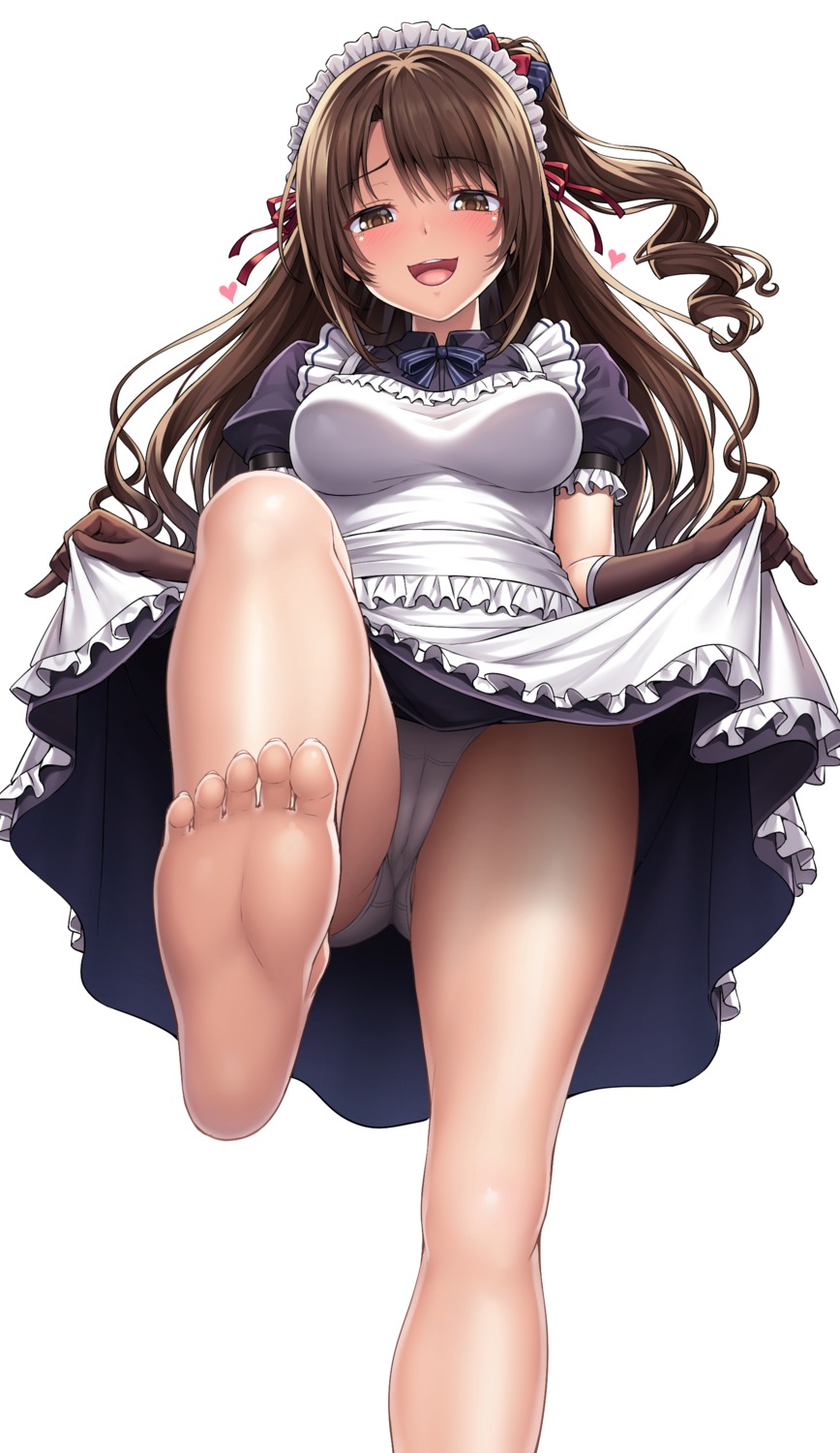 cameltoe feet lambda_(artist) maid pantsu shimamura_uzuki skirt_lift the_idolm@ster the_idolm@ster_cinderella_girls