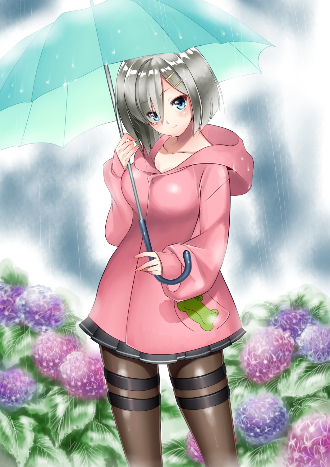 garter hamakaze_(kancolle) kantai_collection meteolance pantyhose umbrella