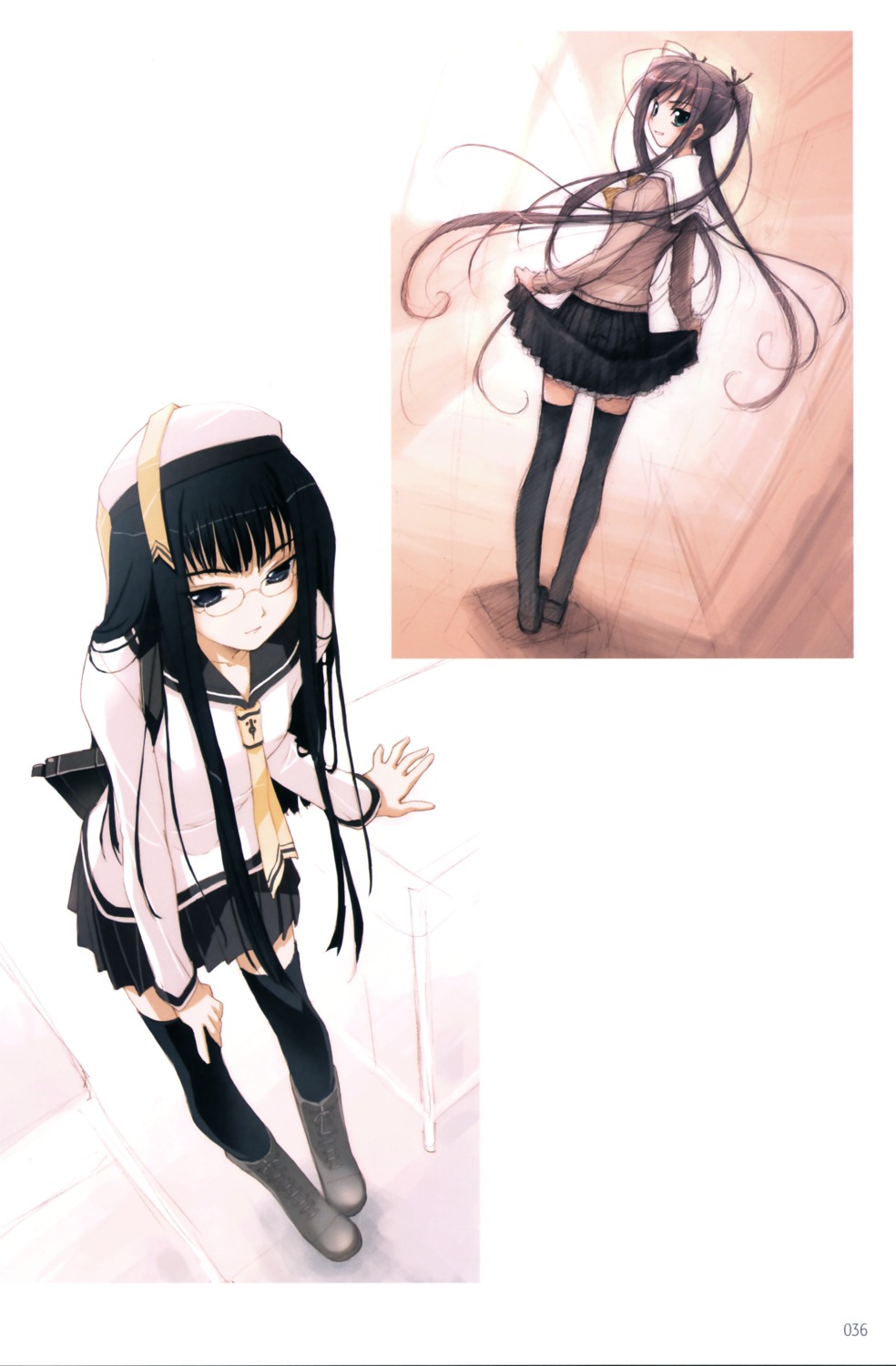 akata_itsuki megane seifuku thighhighs