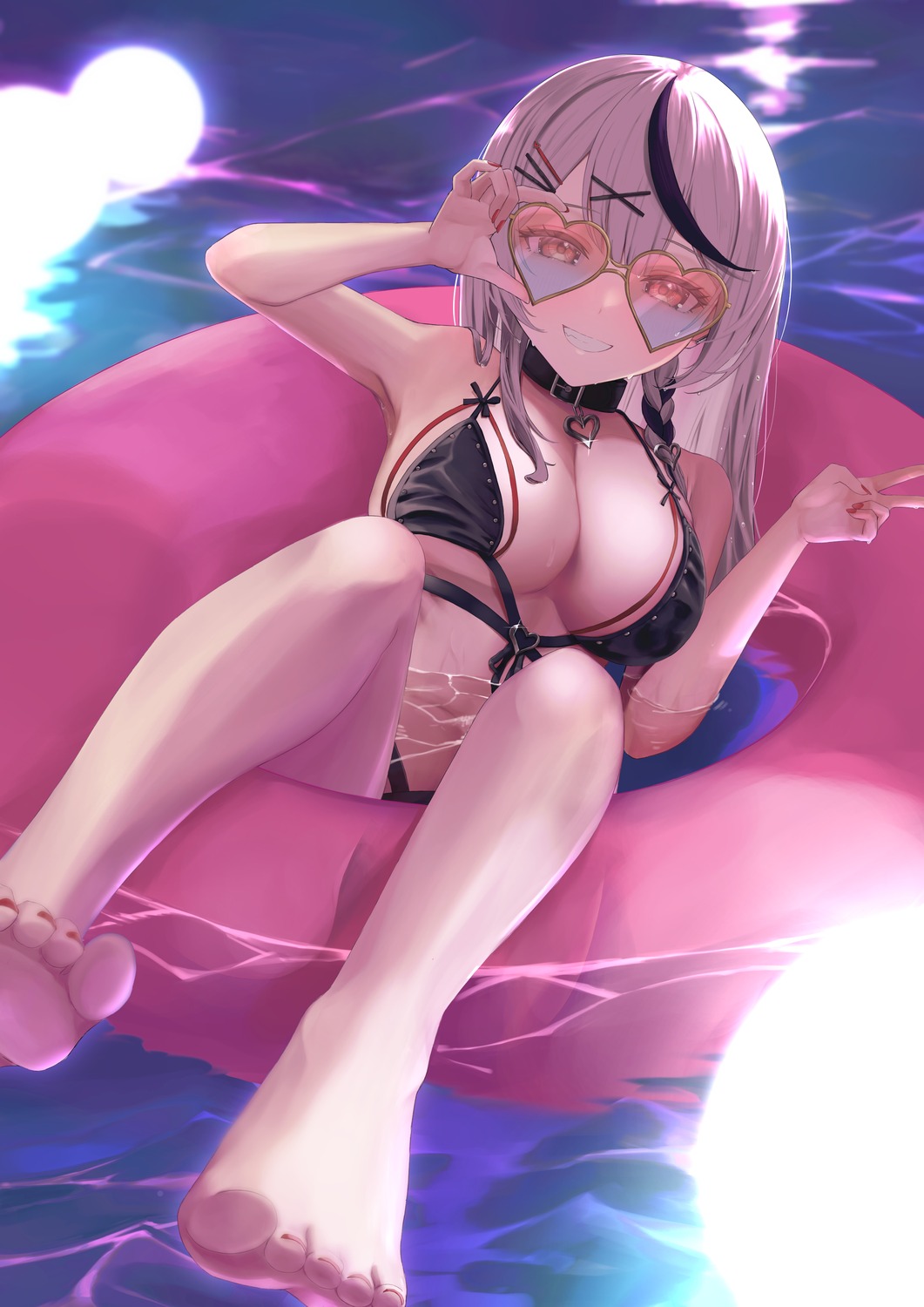 ara1e bikini feet hololive megane sakamata_chloe swimsuits wet