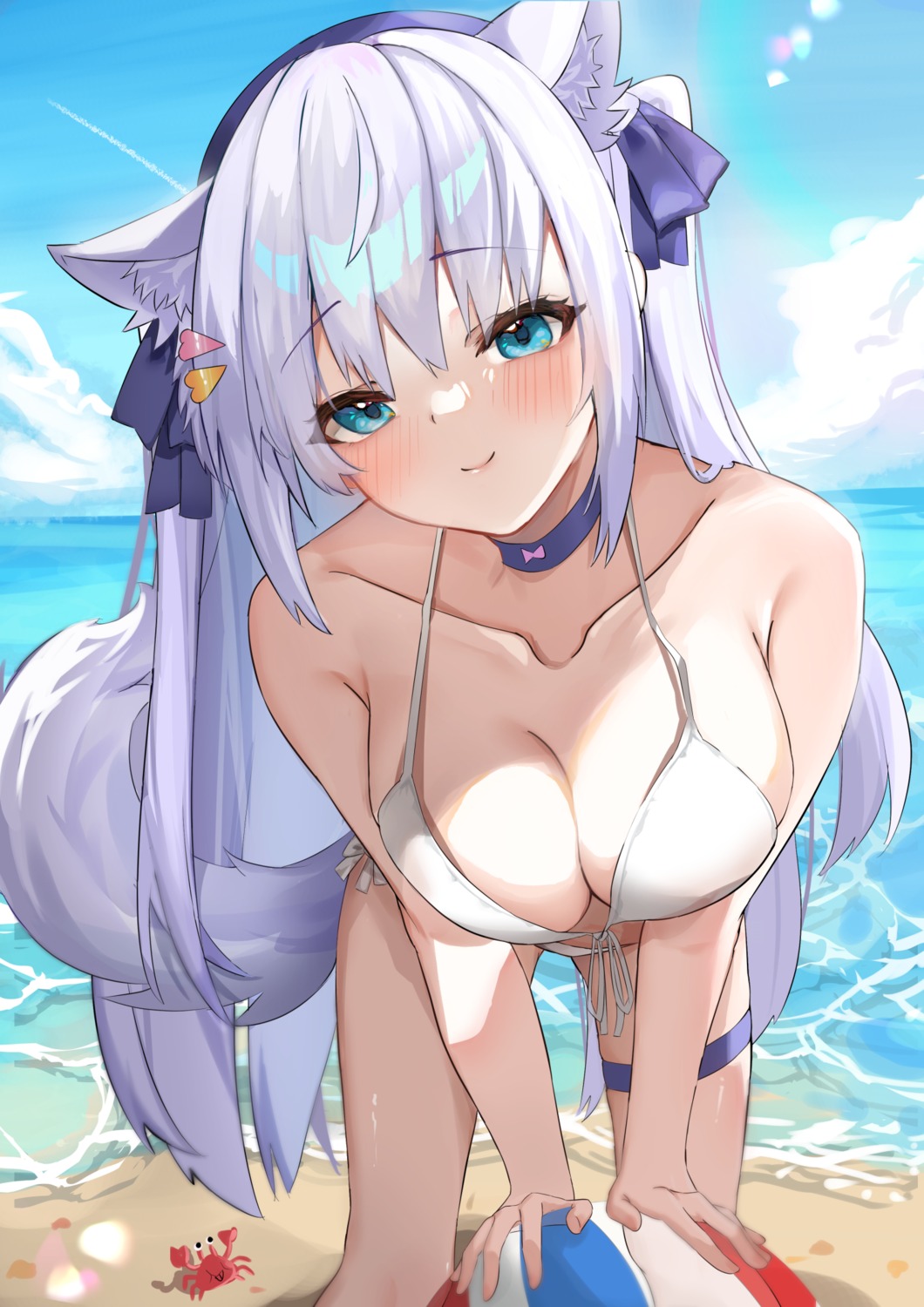 animal_ears bikini garter neko_no_suke_(nekoneco118) nekomimi noripro shirayuki_mishiro swimsuits tail