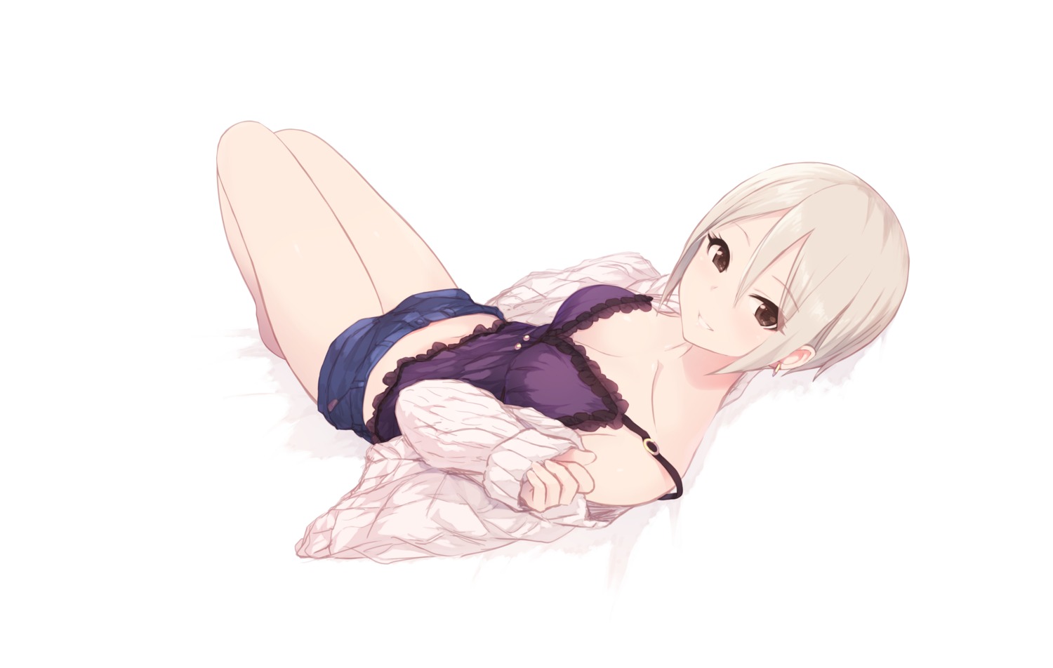 cait cleavage lingerie shiomi_shuuko sweater the_idolm@ster the_idolm@ster_cinderella_girls the_idolm@ster_cinderella_girls_starlight_stage