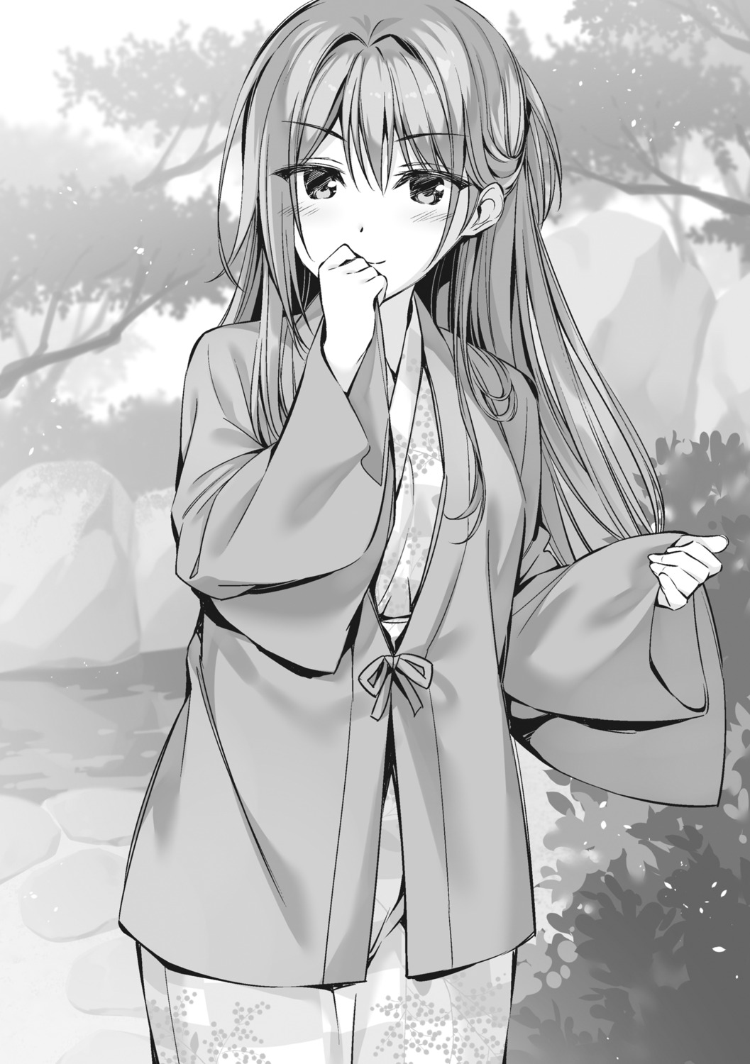 boku_no_kanojo_sensei fujiki_maka monochrome oryou yukata