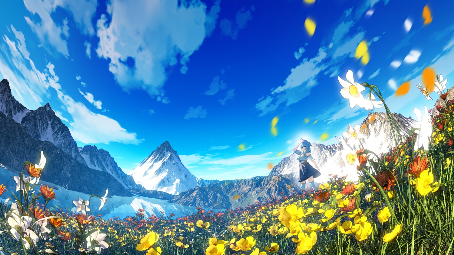 animal_ears hachio81 landscape skirt_lift thighhighs