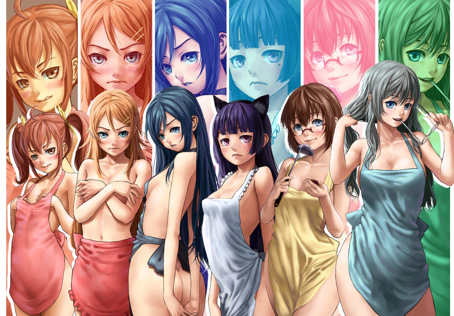 animal_ears aragaki_ayase ass breast_hold cleavage gokou_ruri kousaka_kirino kurusu_kanako lasterk loli makishima_saori megane naked_apron nekomimi ore_no_imouto_ga_konnani_kawaii_wake_ga_nai tamura_manami topless