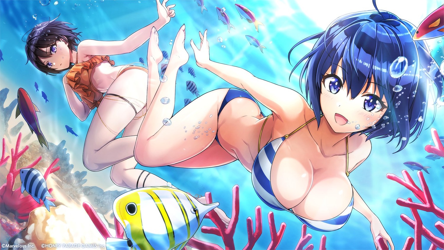 bikini dolphin_wave garter suminoe_shion swimsuits takuji tojou_michiru wallpaper