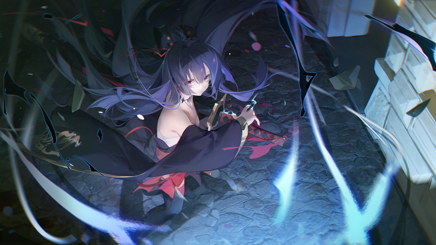 japanese_clothes no_bra sword thighhighs tracyton