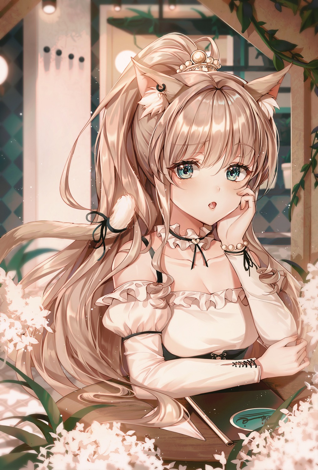 animal_ears cleavage nekomimi tail ttosom