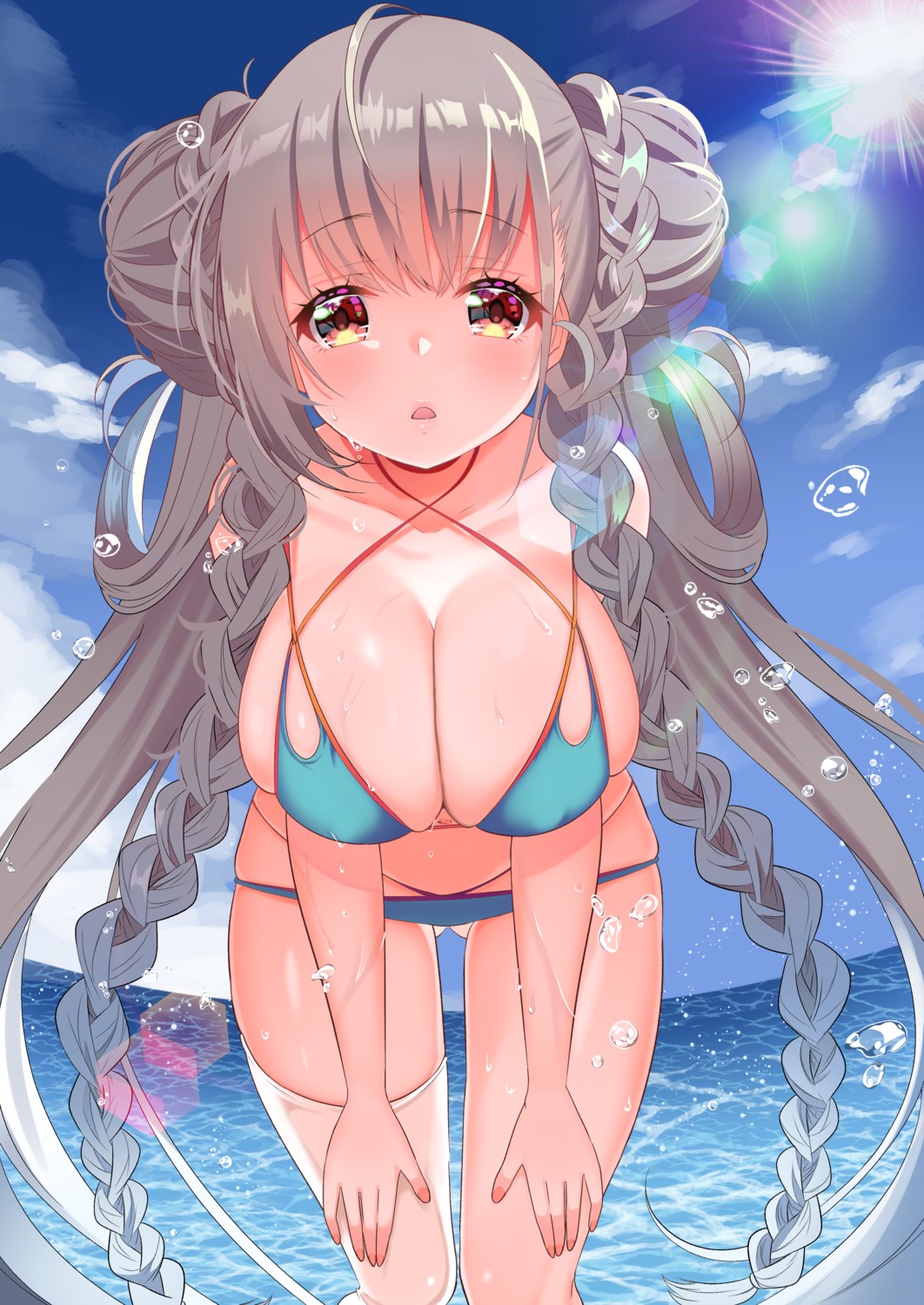 azur_lane bikini formidable_(azur_lane) piyopoyo swimsuits thighhighs wet