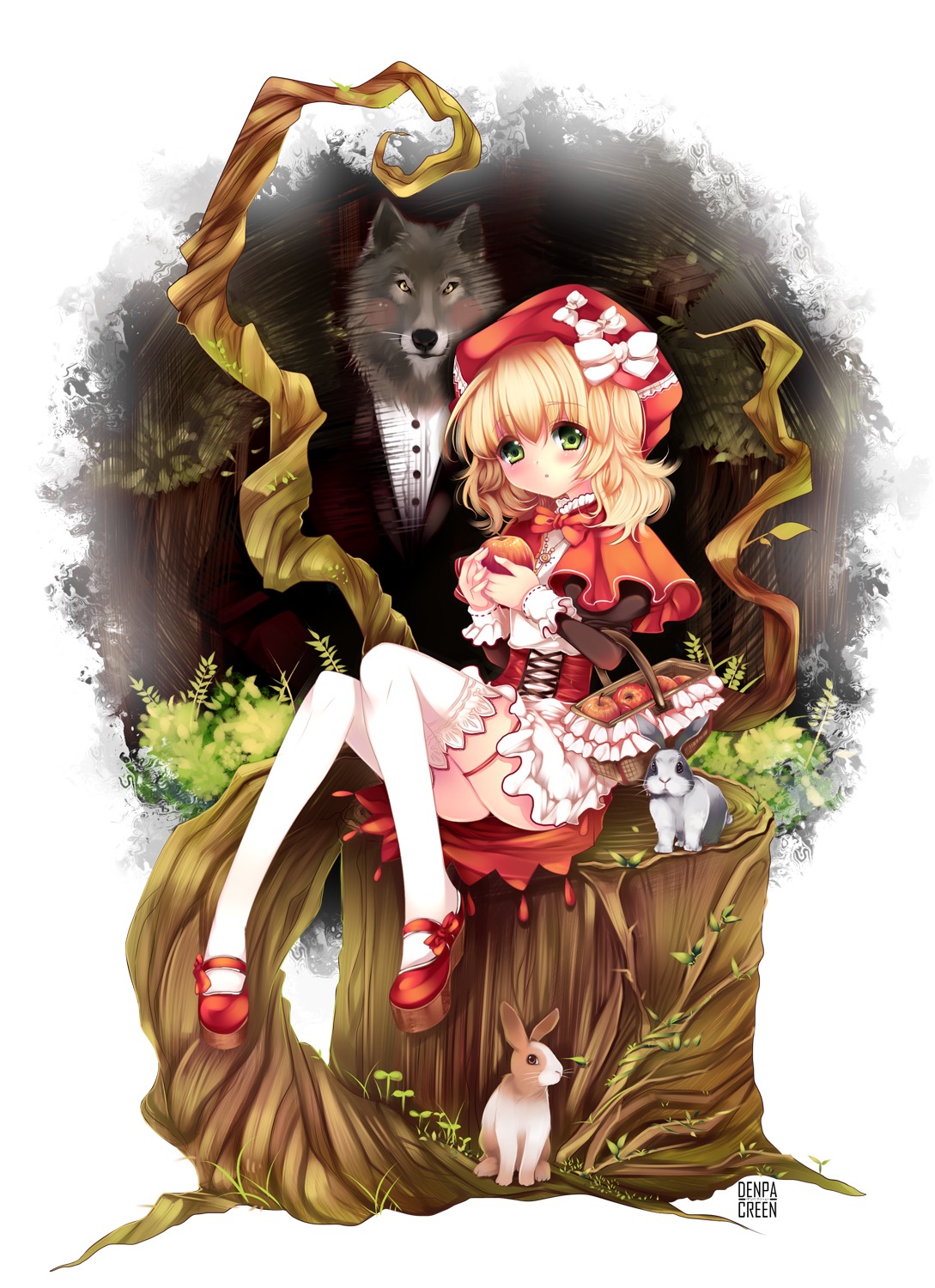 big_bad_wolf garter little_red_riding_hood_(character) thighhighs usagihime