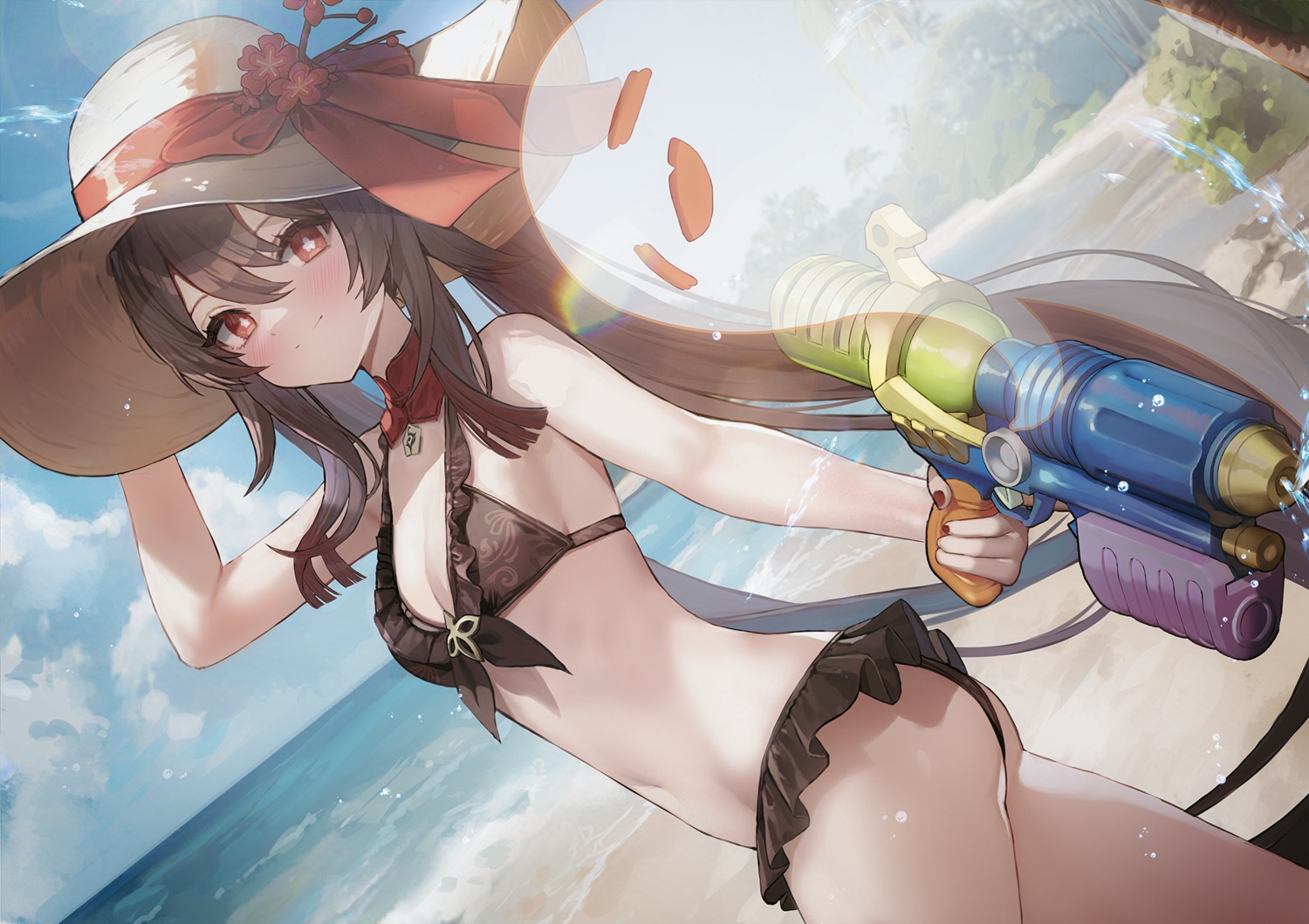 ass bikini genshin_impact gun hanato_(seonoaiko) hu_tao swimsuits