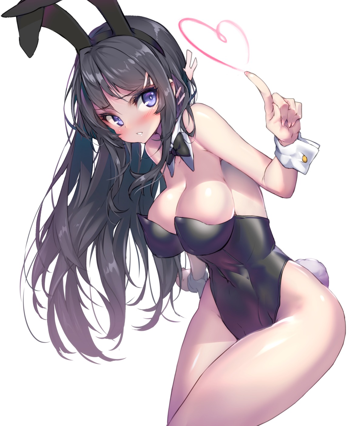 animal_ears bunny_ears bunny_girl hong_(white_spider) no_bra sakurajima_mai seishun_buta_yarou_series tail
