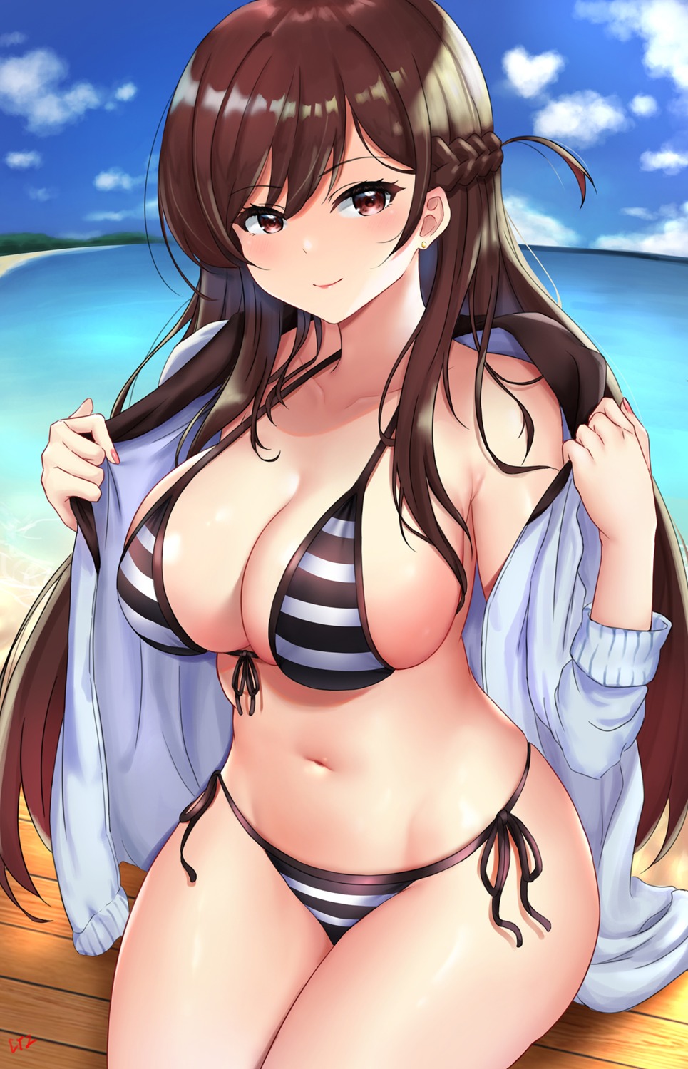 bikini cyicheng ichinose_chizuru kanojo_okarishimasu open_shirt swimsuits undressing