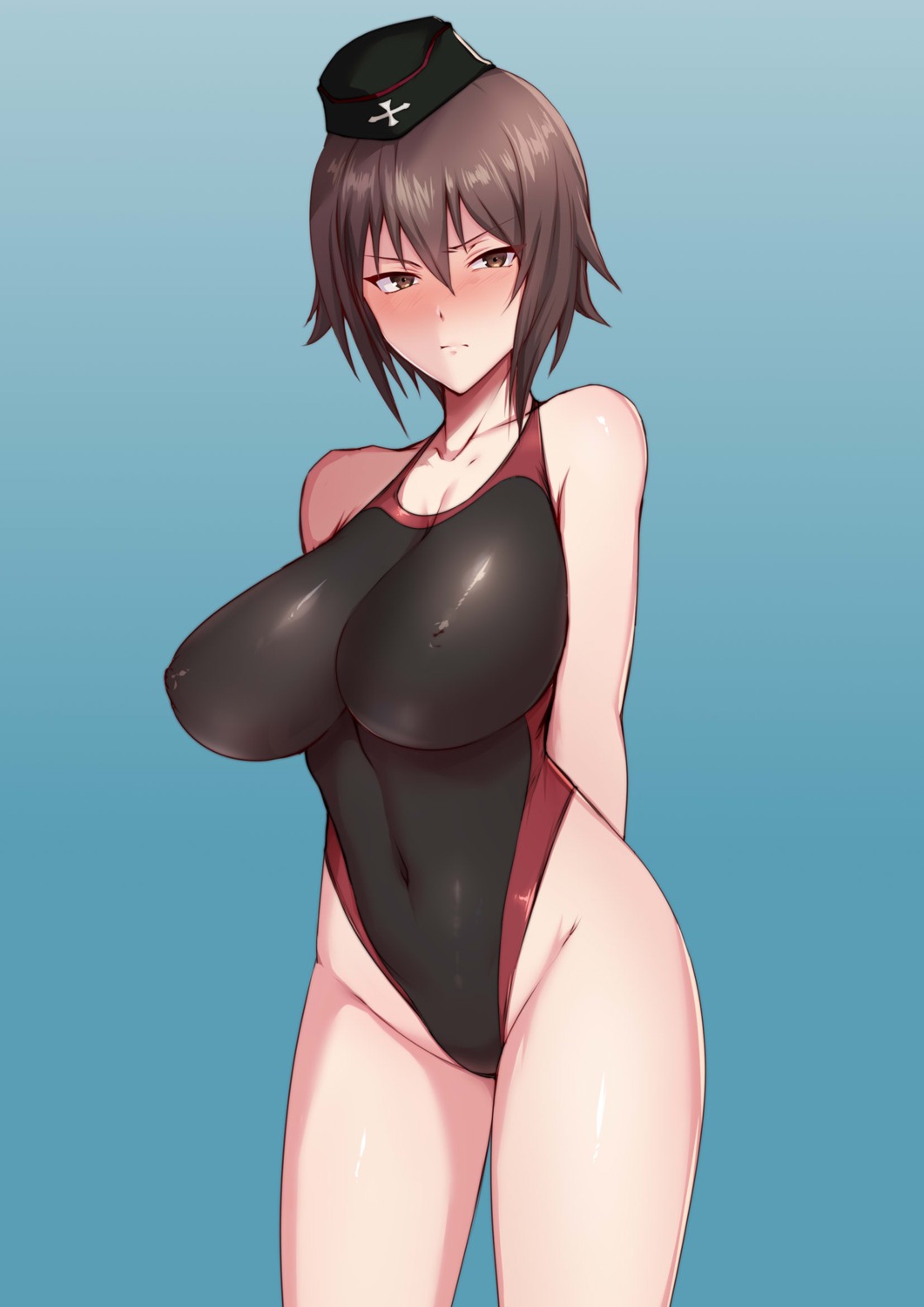 erect_nipples girls_und_panzer harunori_oogami nishizumi_maho swimsuits