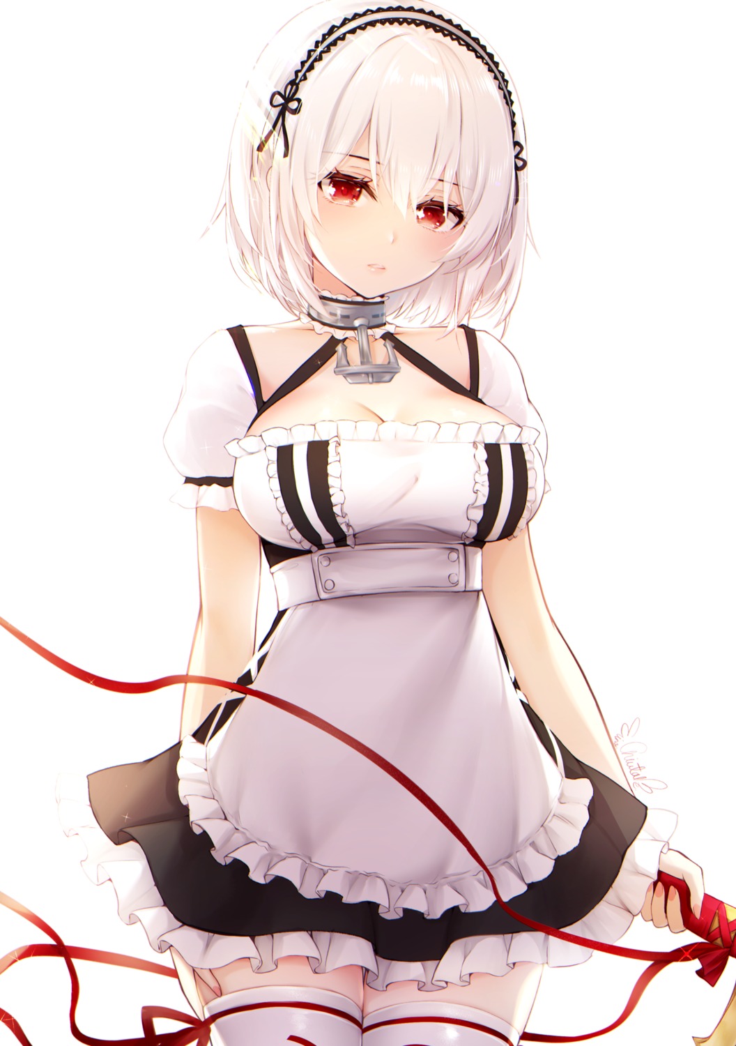 azur_lane chiutake_mina cleavage maid sirius_(azur_lane) thighhighs