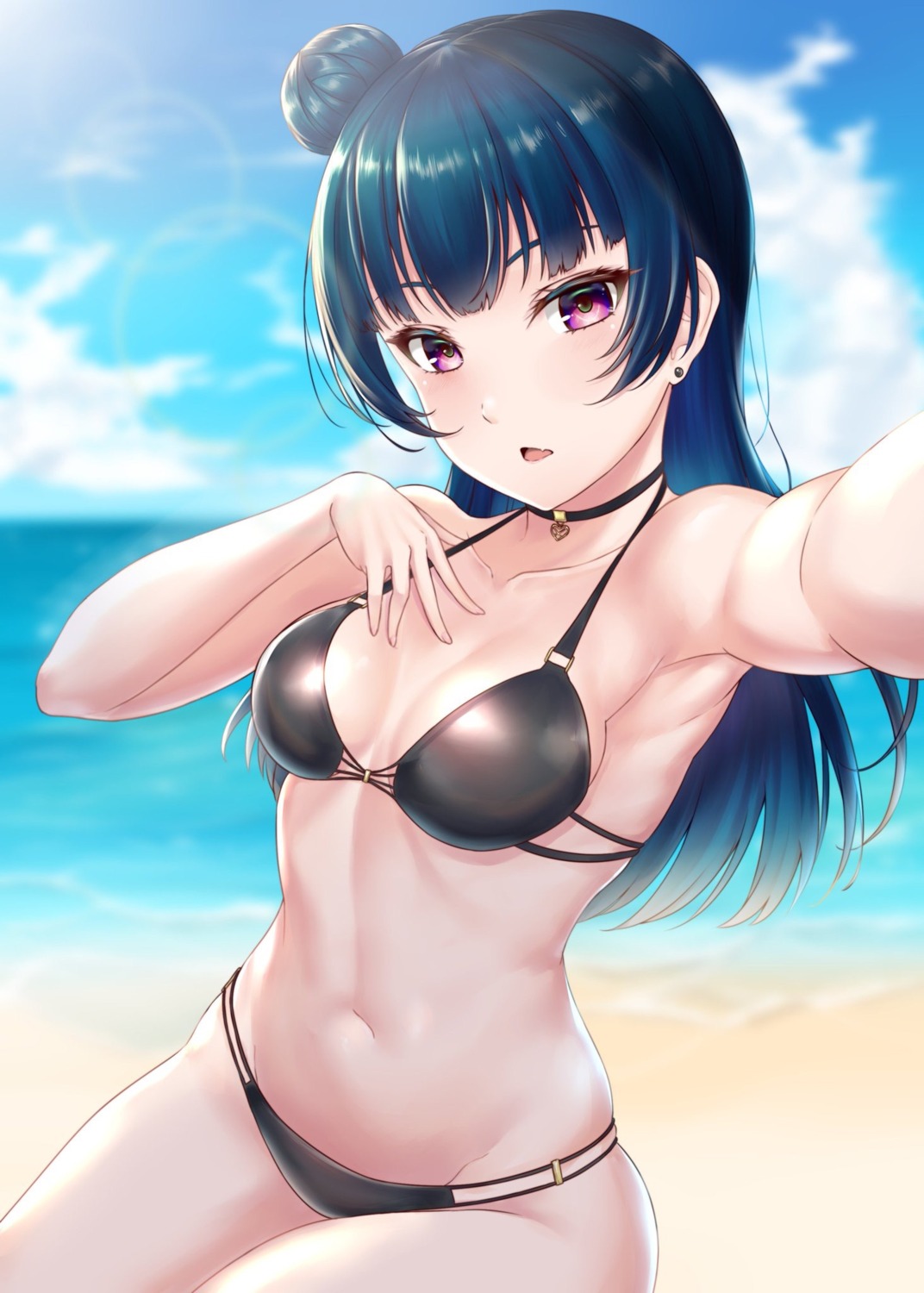 bikini cleavage love_live!_sunshine!! rama_(yu-light8) swimsuits tsushima_yoshiko