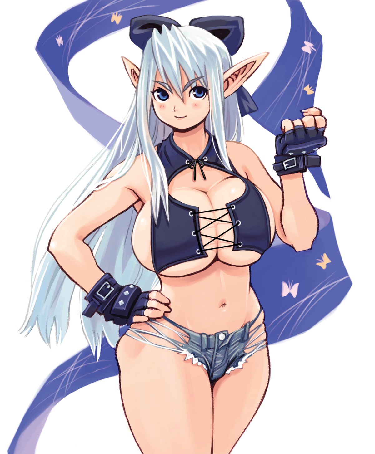 cleavage elf nomura_ryouji pointy_ears