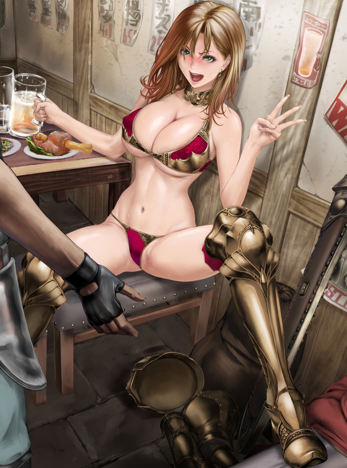 armor bikini_armor cameltoe cleavage erect_nipples shisshou_senkoku underboob