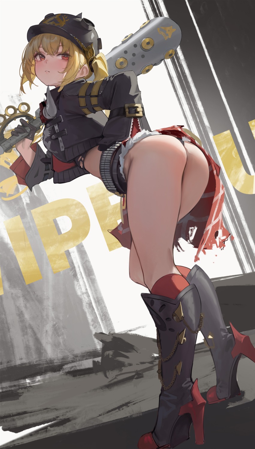 ass heels hiki_niito luciana_de_montefio torn_clothes weapon zenless_zone_zero