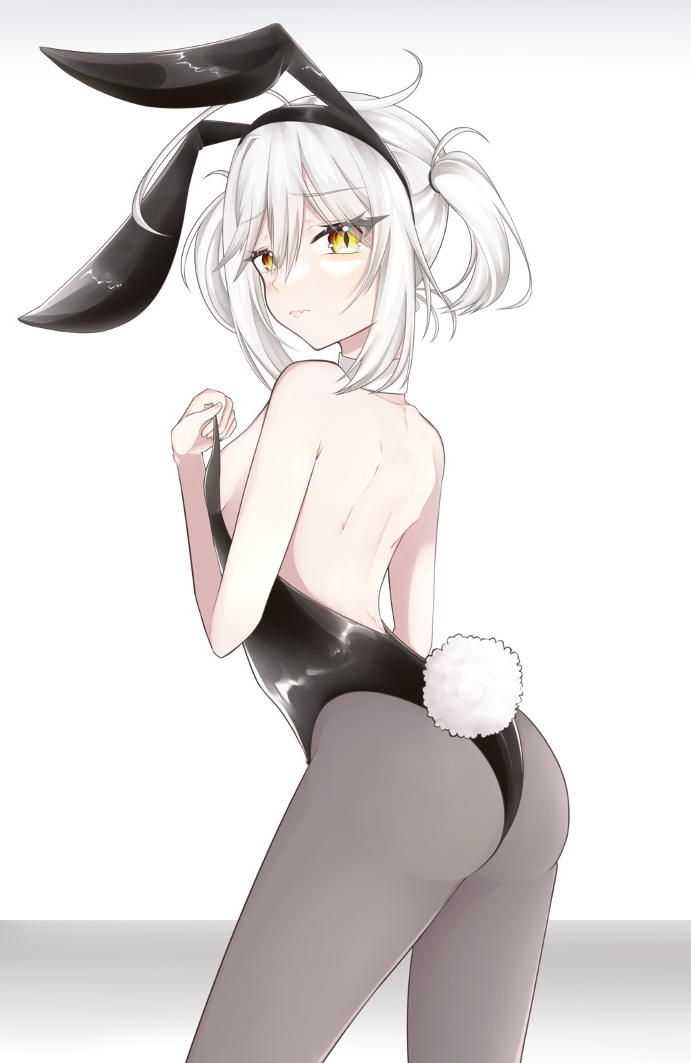 animal_ears ass bunny_ears bunny_girl matoi_miia no_bra pantyhose tail undressing