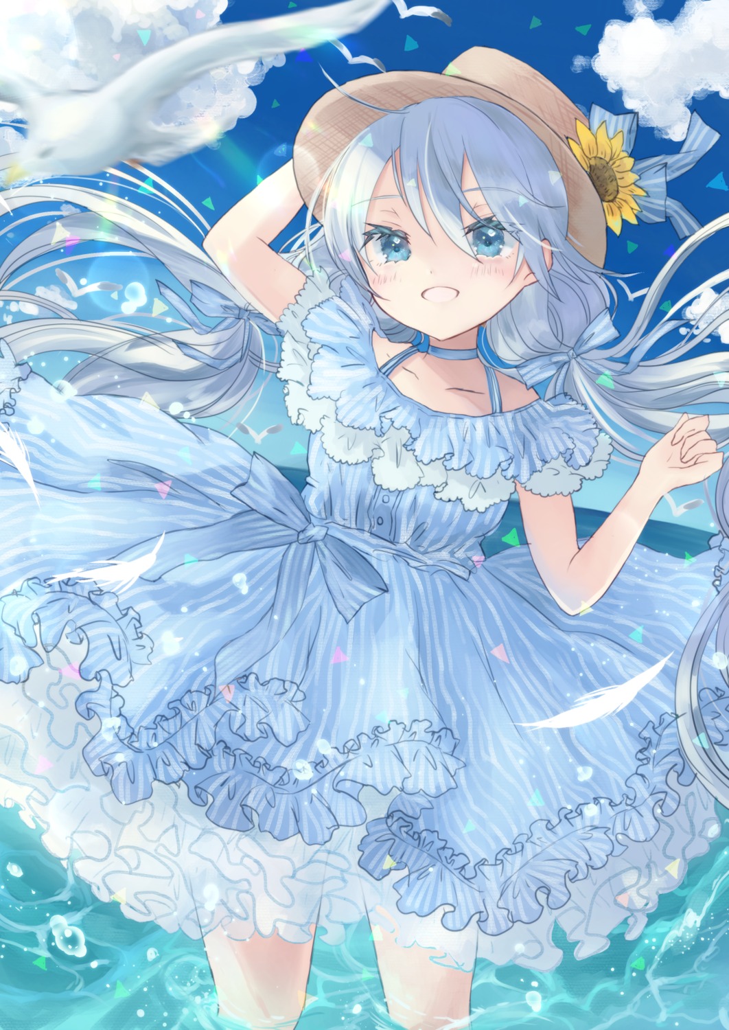 bunapi_(bunapii) dress see_through skirt_lift summer_dress wet