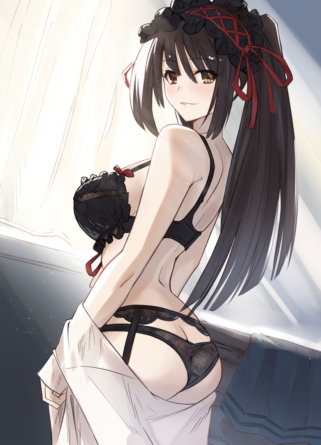 ass bra date_a_bullet date_a_live garter_belt heterochromia nstch_root_a open_shirt pantsu seifuku thong tokisaki_kurumi