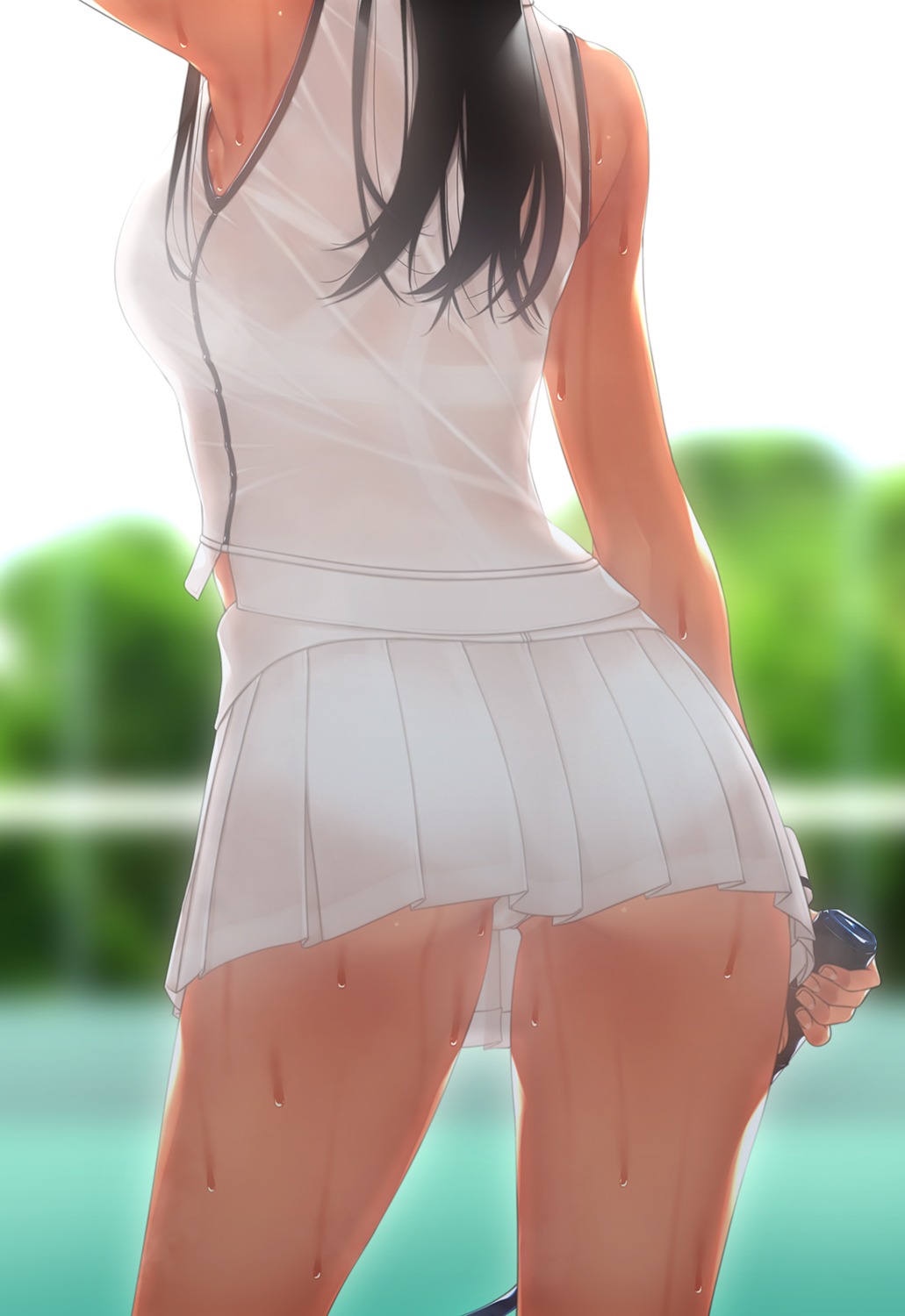 ass murakami_suigun pantsu see_through tennis wet_clothes