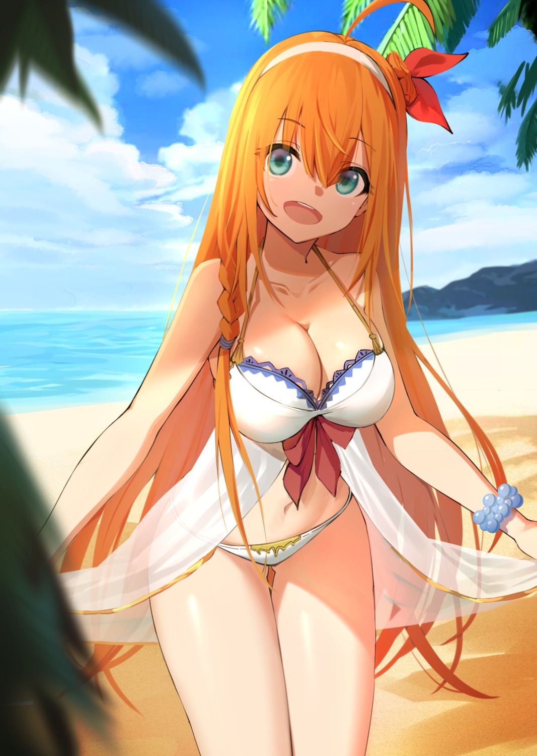 bikini cleavage deatheach pecorine princess_connect princess_connect!_re:dive see_through skirt_lift swimsuits