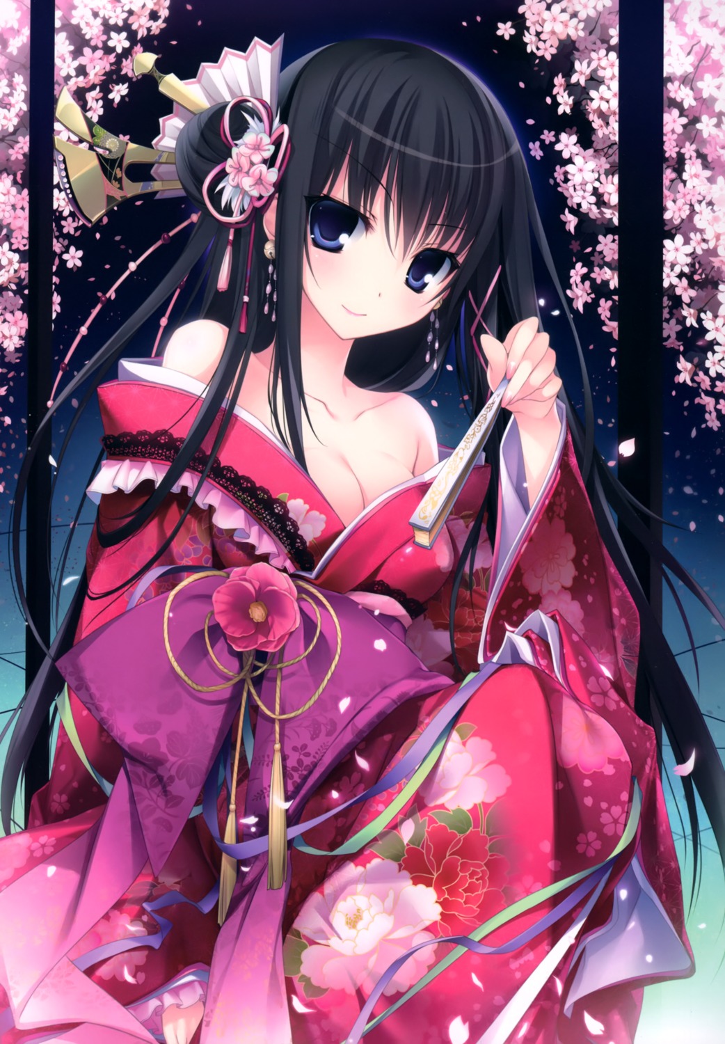 karory kimono no_bra open_shirt