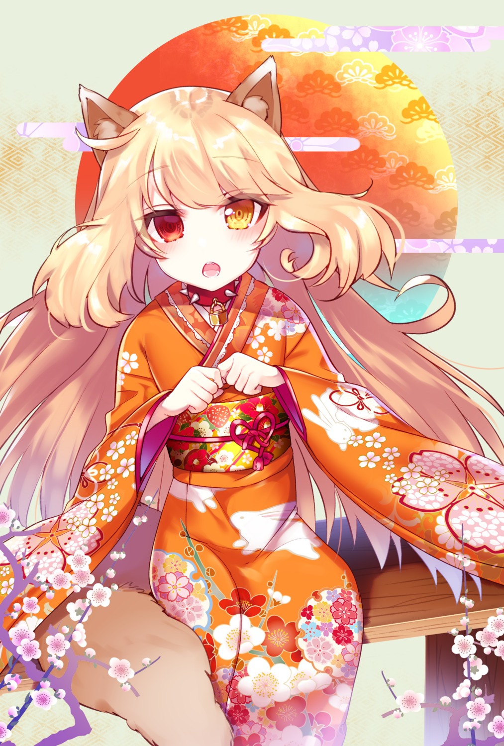 animal_ears heterochromia kimono kirasaki tail