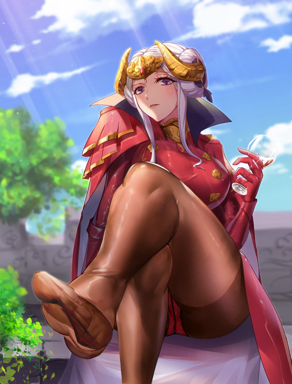 edelgard_von_hresvelg feet fire_emblem fire_emblem_three_houses horns lee_domino pantsu pantyhose uniform