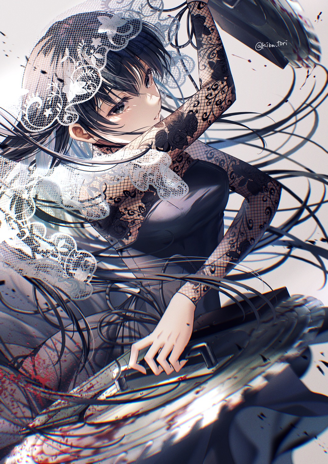 kiba tori sakamoto days osaragi (sakamoto days) blood dress fishnets ...