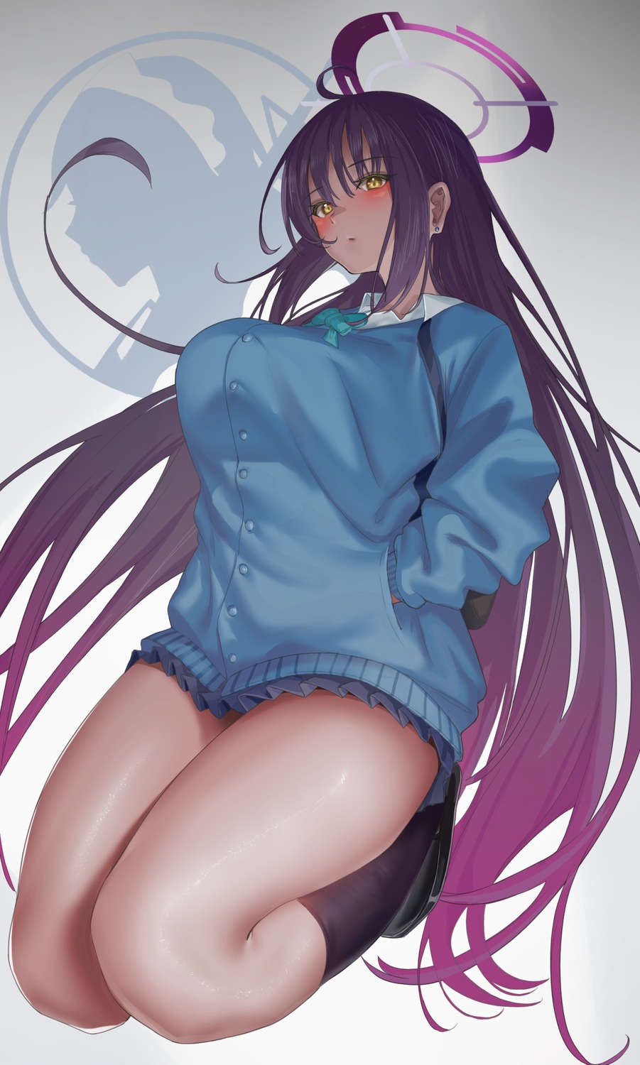 blue_archive halo kakudate_karin ratsuku_kinoko seifuku sweater