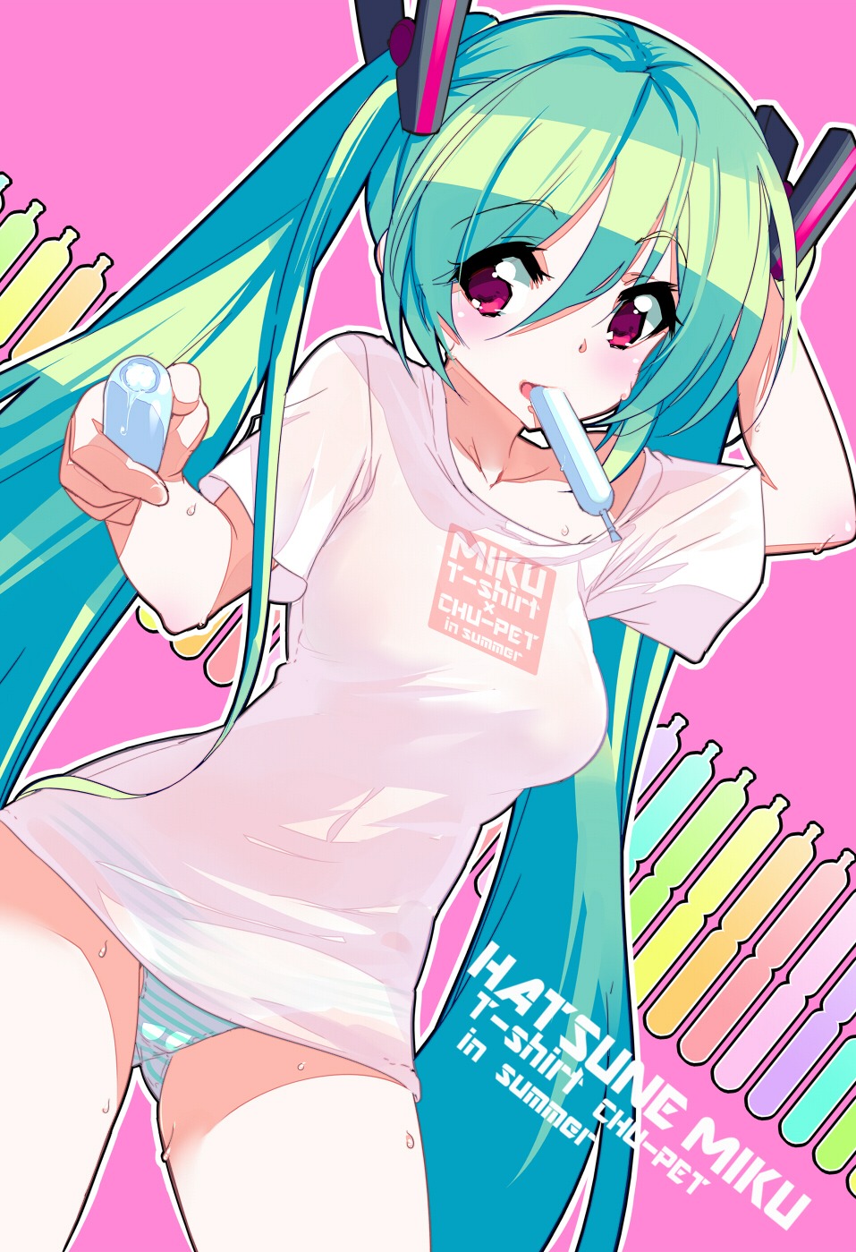 fujishimasei_1_gou hatsune_miku pantsu shimapan vocaloid