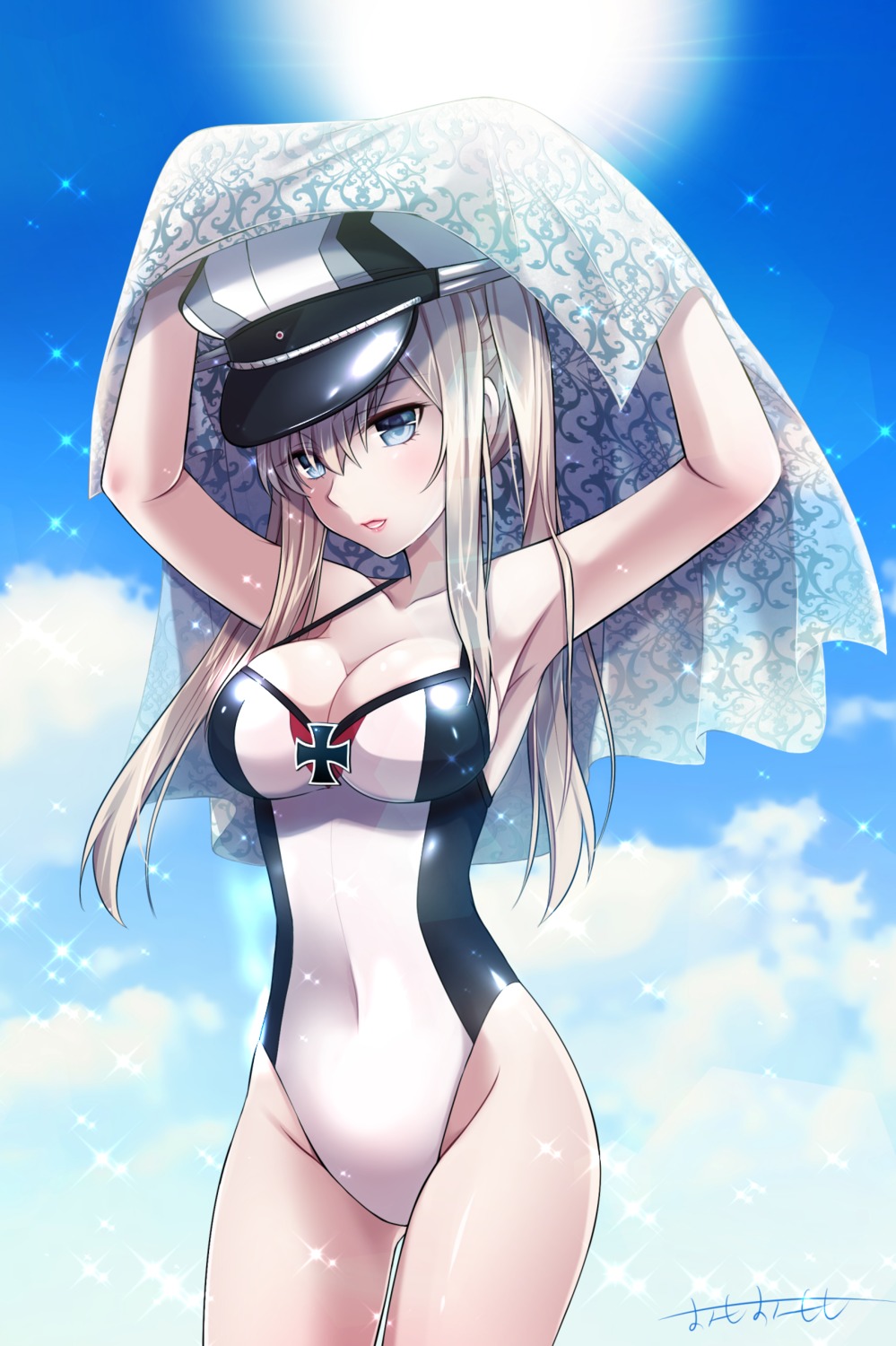 cleavage graf_zeppelin_(kancolle) kantai_collection omoomomo swimsuits